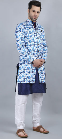 White and Off White color IndoWestern Dress in Cotton fabric with Printed work