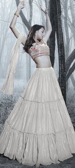 Silver color Lehenga in Art Silk fabric with Thread work