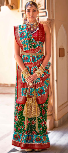 Blue, Green color Saree in Art Silk fabric with Printed work