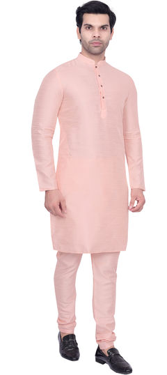 Pink and Majenta color Kurta Pyjamas in Art Silk fabric with Thread work