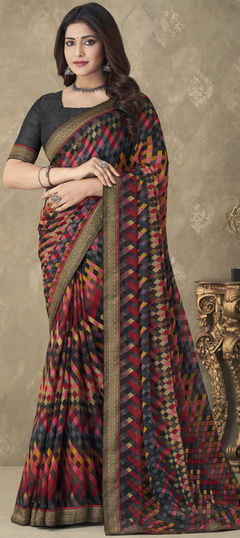 Casual, Festive Multicolor color Saree in Chiffon fabric with Classic Printed, Weaving work : 1895744