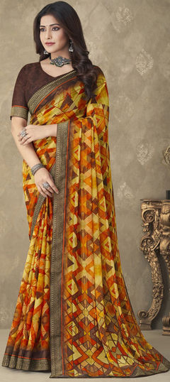 Casual, Festive Multicolor color Saree in Chiffon fabric with Classic Printed, Weaving work : 1895755