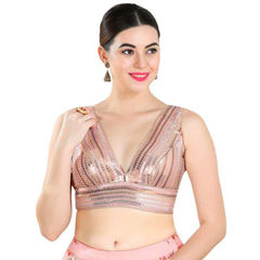 Casual Pink and Majenta color Blouse in Net fabric with Sequence, Thread work : 1896786