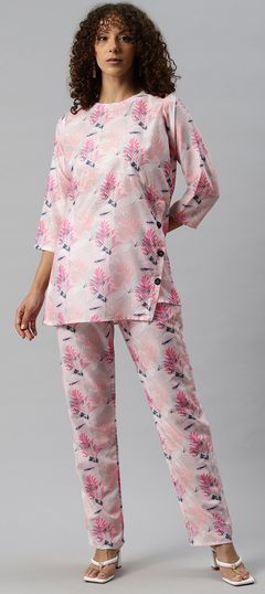 Casual Pink and Majenta color Co-ords Set in Muslin fabric with Palazzo, Straight Digital Print work : 1897644