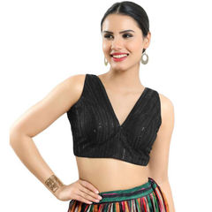 Casual Black and Grey color Blouse in Net fabric with Printed, Sequence, Thread work : 1897966