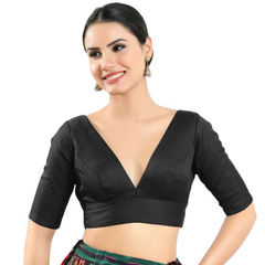 Casual Black and Grey color Blouse in Silk fabric with Thread work : 1897970