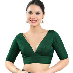 Casual Green color Blouse in Silk fabric with Thread work : 1897974