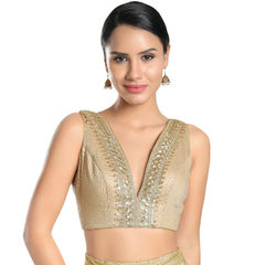 Gold color Blouse in Art Silk fabric with Sequence work