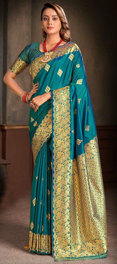 Blue color Saree in Silk fabric with Weaving work
