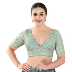 Green color Blouse in Georgette fabric with Embroidered work