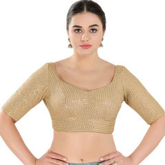 Gold color Blouse in Georgette fabric with Embroidered work