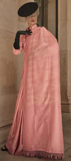 Pink and Majenta color Saree in Satin Silk fabric with Weaving work