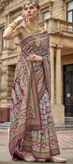 Multicolor color Saree in Art Silk, Silk fabric with Printed, Weaving work