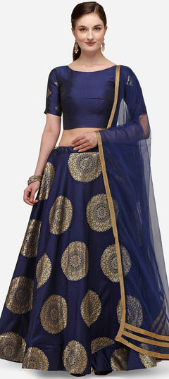 Blue color Lehenga in Jacquard fabric with Weaving work