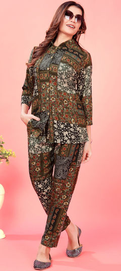 Casual, Summer Green color Co-ords Set in Rayon fabric with Digital Print work : 1902818