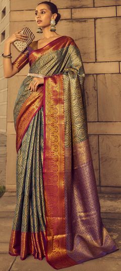 Multicolor color Saree in Banarasi Silk, Silk fabric with Weaving, Zari work