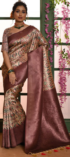 Multicolor color Saree in Art Silk, Silk fabric with Printed work