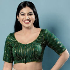 Party Wear Green color Blouse in Brocade fabric with Weaving work : 1904291