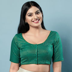 Party Wear Green color Blouse in Brocade fabric with Weaving work : 1904292