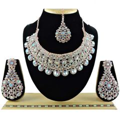 Gold Rodium Polish Multicolor color Necklace in Metal Alloy studded with CZ Diamond