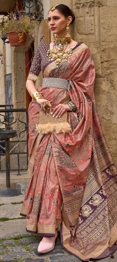 Bridal, Traditional, Wedding Pink and Majenta color Saree in Silk fabric with South Printed, Weaving work : 1906775