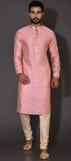 Pink and Majenta color Kurta Pyjamas in Poly cotton fabric with Embroidered, Thread work