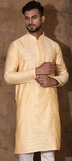 Beige and Brown color Kurta in Poly cotton fabric with Thread work