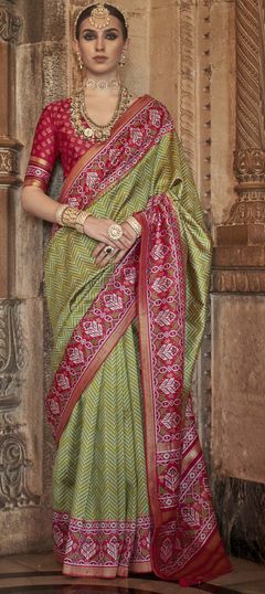 Green color Saree in Viscose fabric with Printed work