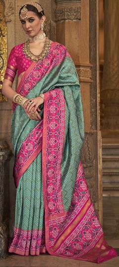 Green color Saree in Viscose fabric with Printed work