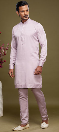 Pink and Majenta color Kurta Pyjamas in Art Silk fabric with Thread work