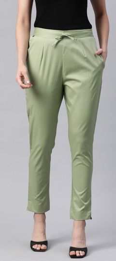 Green color Jeggings in Lycra fabric with Thread work