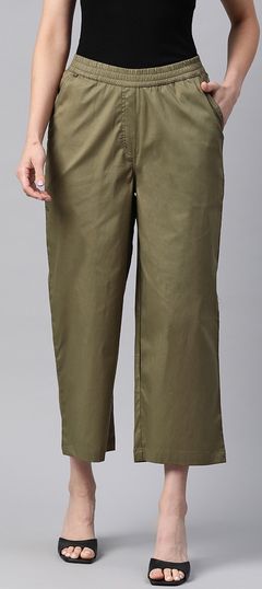 Green color Palazzo in Lycra fabric with Thread work