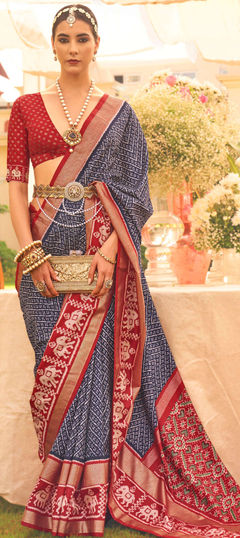 Festive, Traditional Blue color Saree in Art Silk, Silk fabric with South Printed work : 1909658