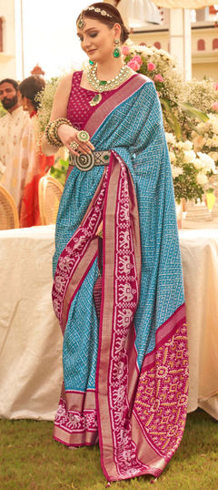 Festive, Traditional Blue color Saree in Art Silk, Silk fabric with South Printed work : 1909668