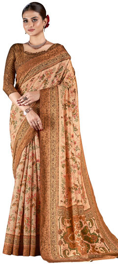 Multicolor color Saree in Silk fabric with Digital Print, Floral, Weaving work