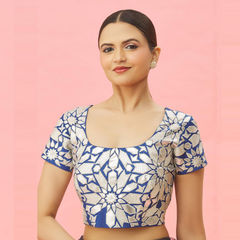 Blue color Blouse in Art Silk fabric with Embroidered, Thread work