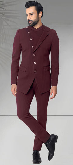 Party Wear, Reception, Wedding Red and Maroon color Jodhpuri Suit in Rayon fabric with Thread work : 1912051