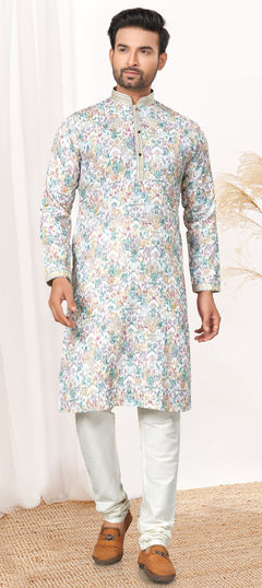 Multicolor color Kurta Pyjamas in Cotton fabric with Digital Print, Sequence, Thread work