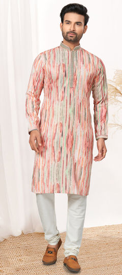 Multicolor color Kurta Pyjamas in Cotton fabric with Digital Print, Sequence, Thread work