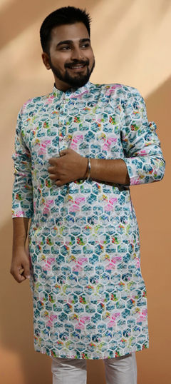 White and Off White color Kurta in Cotton fabric with Foil Print work