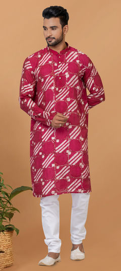 Multicolor color Kurta Pyjamas in Chanderi Silk fabric with Embroidered, Printed work