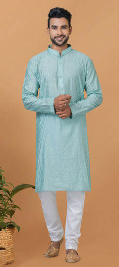 Blue color Kurta Pyjamas in Viscose fabric with Embroidered, Sequence work