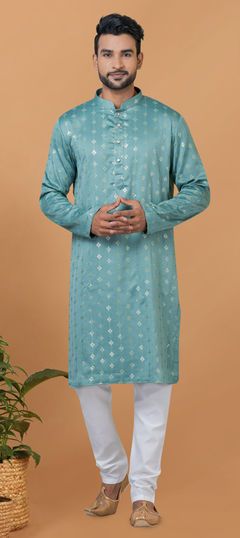 Blue color Kurta Pyjamas in Silk fabric with Embroidered, Sequence work