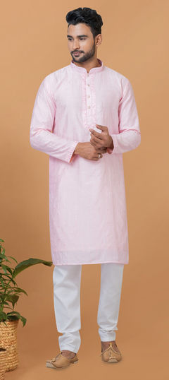 Pink and Majenta color Kurta Pyjamas in Viscose fabric with Embroidered, Sequence work