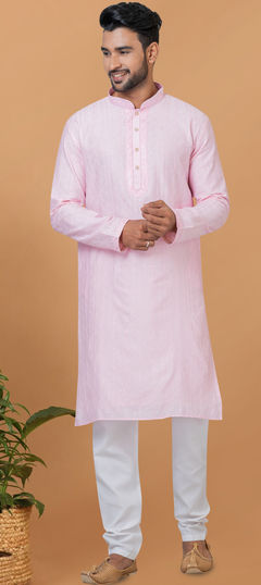 Pink and Majenta color Kurta Pyjamas in Cotton, Viscose fabric with Embroidered, Sequence work