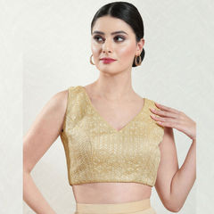 Party Wear, Wedding Gold color Blouse in Brocade fabric with Embroidered work : 1915057