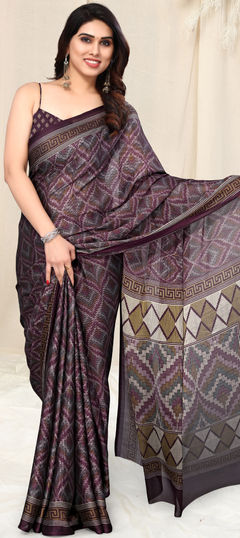 Purple and Violet color Saree in Chiffon fabric with Printed work