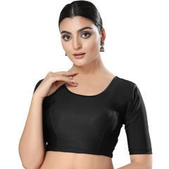 Black and Grey color Blouse in Polyester Silk fabric with Thread work