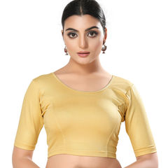 Gold color Blouse in Polyester Silk fabric with Thread work