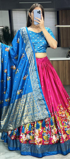 Pink and Majenta color Lehenga in Dolla Silk fabric with Printed work